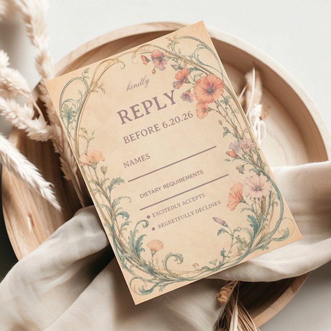 Cartons Réponse Élégant Botanique Pastel Vintage (Créateur téléchargé)