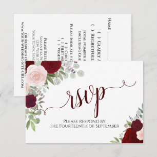 Cartons Réponse Elegant Burgundy Floral Calligraphy