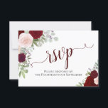 Cartons Réponse Elegant Burgundy Floral Calligraphy<br><div class="desc">These beautiful RSVP cards veut make it easy for your guest to respond to your wedding Invite. They feature à elegant boho floral design with lacy script calligraphy and hand painted watercolor roses in shades of blush pink, deep red, and burgundy. The back of the card is a form for...</div>