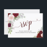 Cartons Réponse Elegant Burgundy Floral Calligraphy<br><div class="desc">These beautiful RSVP cards veut make it easy for your guest to respond to your wedding Invite. They feature à elegant boho floral design with lacy script calligraphy and hand painted watercolor roses in shades of blush pink, deep red, and burgundy. The back of the card is a form for...</div>