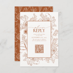 Cartons Réponse Elegant Burnt Orange Mariage QR Code S'il vous pla