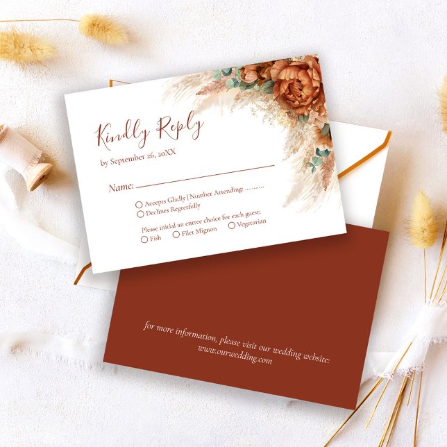 Cartons Réponse Elegant Calligraphy Romantic Floral Boho Wedding (Créateur téléchargé)