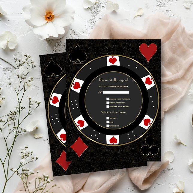 Cartons Réponse Élégant Casino Vegas Poker Mariage Chip (Créateur téléchargé)