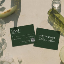 Élégant Chic Code QR Vert Foncé Mariage