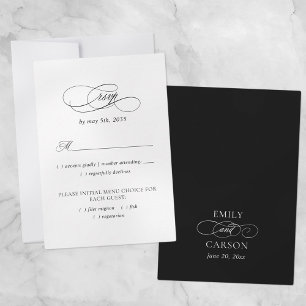 Cartons Réponse Élégant choix de repas de mariage noir et blanc