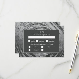 Cartons Réponse Élégant Chrome Liquide Argenté Mariage Eau