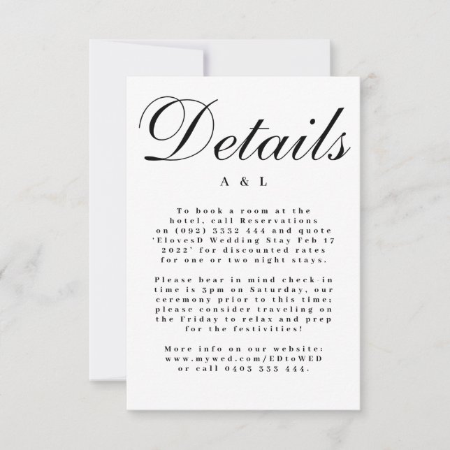 Cartons Réponse Elegant Classic Black and White Caligraphy Wedding (Devant)