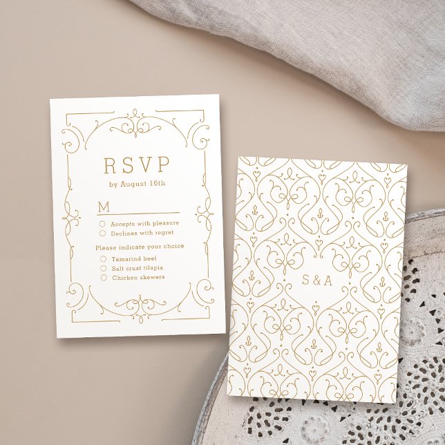 Cartons Réponse Elégant classique classique classique classique ma (Elegant modern classic vintage wedding RSVP)