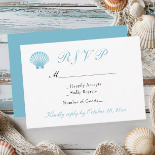 Cartons Réponse Elégant Coastal Shells Nautique Plage Mariage