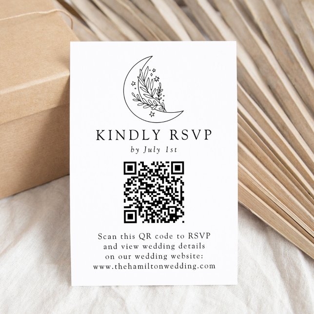 Cartons Réponse Élégant Code QR Botanique de Lune et Étoiles pour  (Créateur téléchargé)