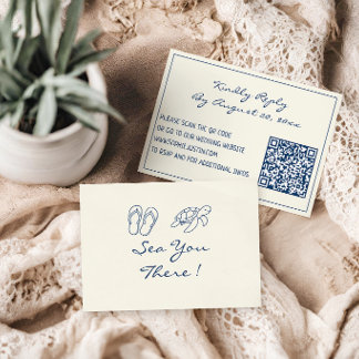Cartons Réponse Élégant Code QR de Feuille Tropicale Bleue pour Ma