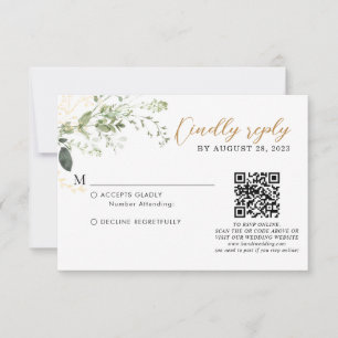 Cartons Réponse Élégant Code QR de Mariage à la Verdure de Eucalyp