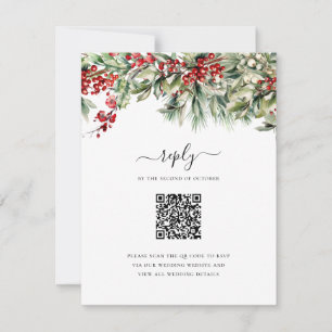 Cartons Réponse Élégant code QR de mariage de Noël d'hiver de vaca