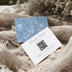 Cartons Réponse Élégant Code QR Floral Bleu Poussiéreux Mariage RS