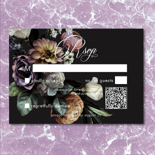 Cartons Réponse Élégant code QR floral moody Twilight Muted