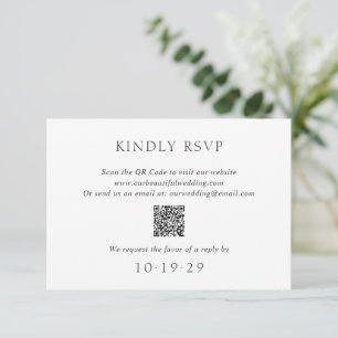 Cartons Réponse Élégant code QR noir et blanc Mariage moderne