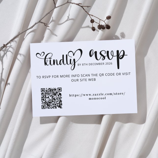 Cartons Réponse Élégant code QR noir et blanc pour la relecture de (love and thanks wedding qr code RSVP capture the love stationery elegant hand lettered typography )