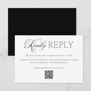 Cartons Réponse Élégant Code QR Personnalisé Mariage Noir Blanc en