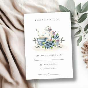 Cartons Réponse Elégant Cute Aqua Blue Floral Mariage de la Coupe