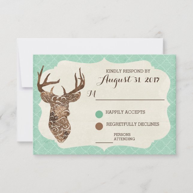 Cartons Réponse Elegant Deer Antlers Mariage campagnard rustique R (Devant)