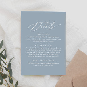 Cartons Réponse Elegant Dusty Blue Calligraphy Détails du Mariage