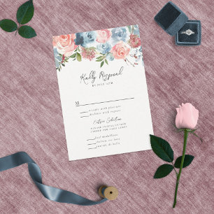 Cartons Réponse Elégant Dusty Blue et Rose Floral Swag