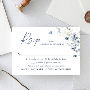 Cartons Réponse Elégant Dusty Blue Winter Boho Foliage Mariage
