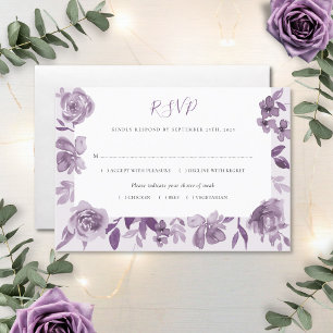 Cartons Réponse Elégant Dusty Mauve Aquarelle Floral Mariage