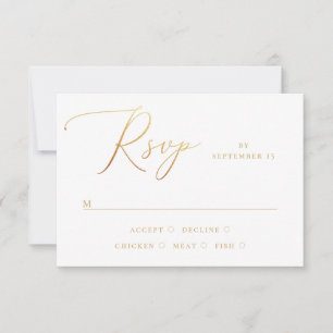 Cartons Réponse Élégant écriture dorée   Mariage minimaliste class