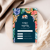 Élégant éléphant d'art populaire indien vibrant bl