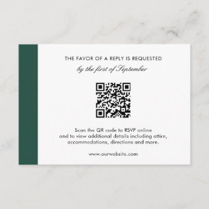 Cartons Réponse Élégant Emerald Green Moderne QR Code Mariage