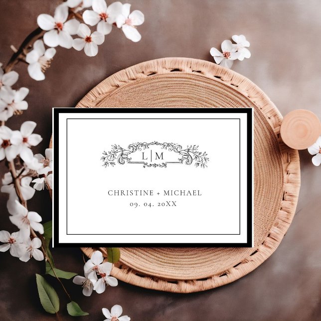 Cartons Réponse Élégant et chic mariage noir et blanc (Créateur téléchargé)