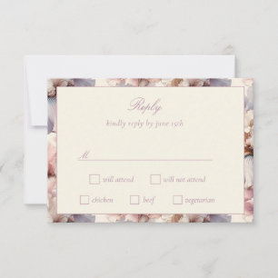 Cartons Réponse Élégant et moderne Blush et Mariage de fleurs mauv