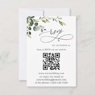 Cartons Réponse Elégant Eucalyptus Floral Mariage QR Code