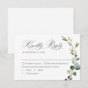 Cartons Réponse Élégant Eucalyptus Mariage de Bohême CHOIX DE REPA
