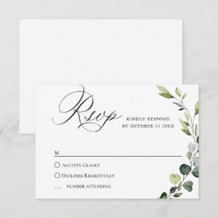 Cartons Réponse Élégant Eucalyptus Mariage de Bohême CHOIX DE REPA