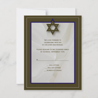 Cartons Réponse Elegant Fabric Bar Mitzvah Reply Card en Brown