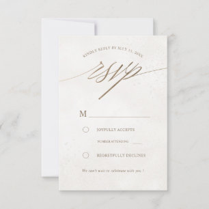 Cartons Réponse Élégant Faux Or & Beige Mariage