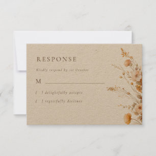 Cartons Réponse Élégant Fleur sauvage Automne Kraft Mariage