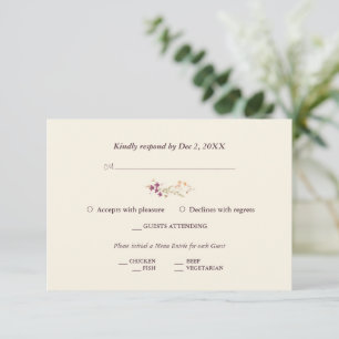 Cartons Réponse Élégant Fleur sauvage de Crème Boho Mariage