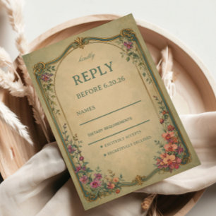 Cartons Réponse Élégant floral botanique vintage
