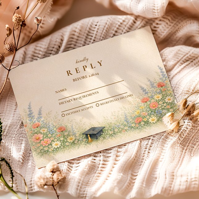Cartons Réponse Elegant Floral Graduation Party Celebration (Créateur téléchargé)