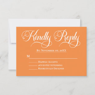 Cartons Réponse Elégant Floral Orange & Blue Rose Mariage
