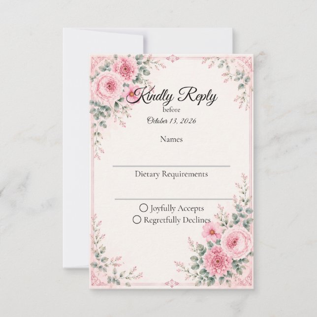 Cartons Réponse Élégant floral rose (Devant)