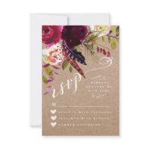 Cartons réponse | Élégant Floral Rustic Boho Rose 
