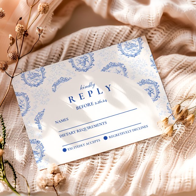 Cartons Réponse Elegant French Toile Graduation Party (Créateur téléchargé)