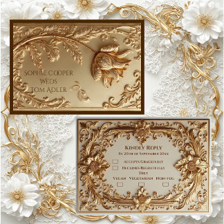 Cartons Réponse Elegant Gold Ornate Baroque Grandeur Floral Motifs