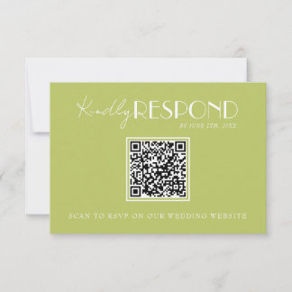 Cartons Réponse Elegant Green Minimalist QR Code Wedding