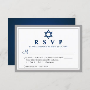 Cartons Réponse Elegant Grey et Navy Blue Bar Mitzvah