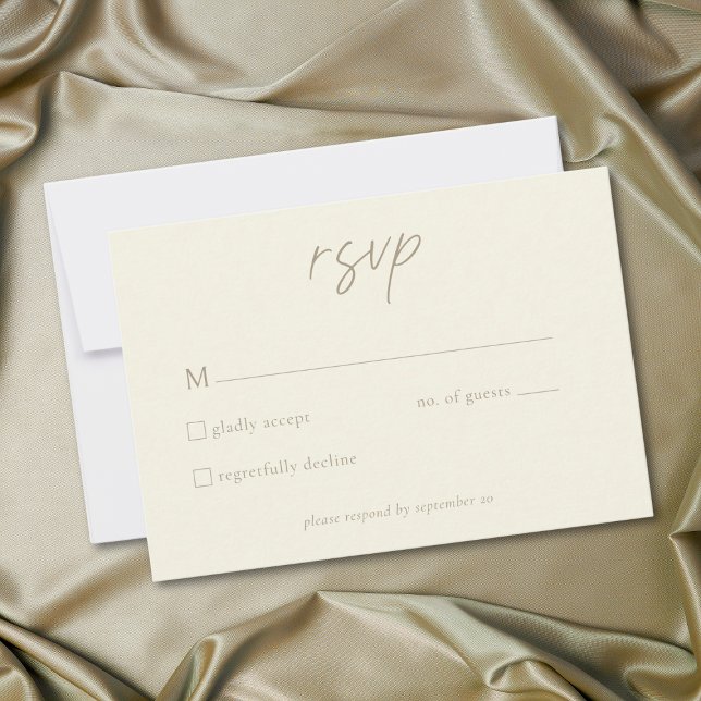 Cartons Réponse Elegant Ivory Cream Minimalist Wedding (Elegant Ivory Cream Minimalist Wedding RSVP Card)